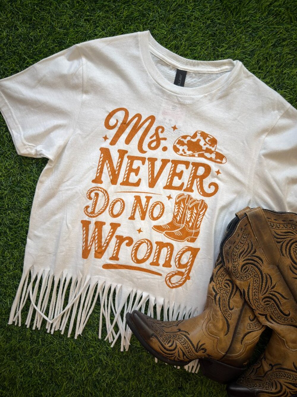 Miss Never Do No Wrong Fringe Tee